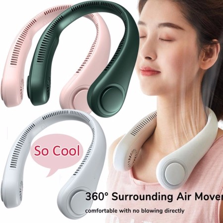 USB Rechargeable Portable Mini Bladeless Neck Fan Neck Cooler